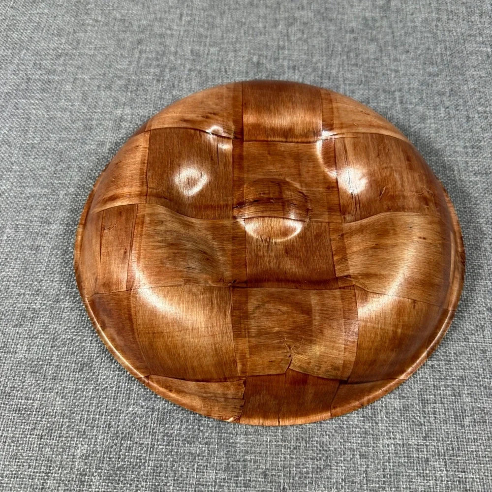 VTG MCM Eez Woven Wood Chip & Dip Bowl Tray Taiwan 10